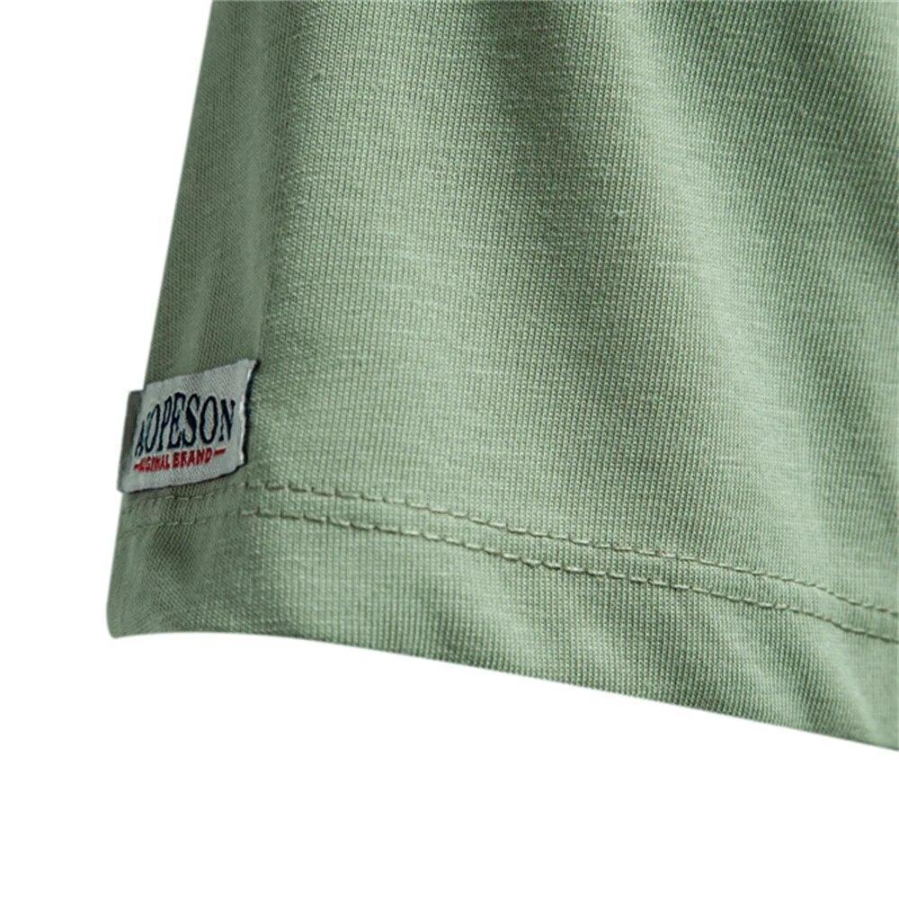 تي شيرت رجالي صيفي رائع من مزيج القطن بأكمام قصيرة مطرز بجودة عالية من العلامة التجارية