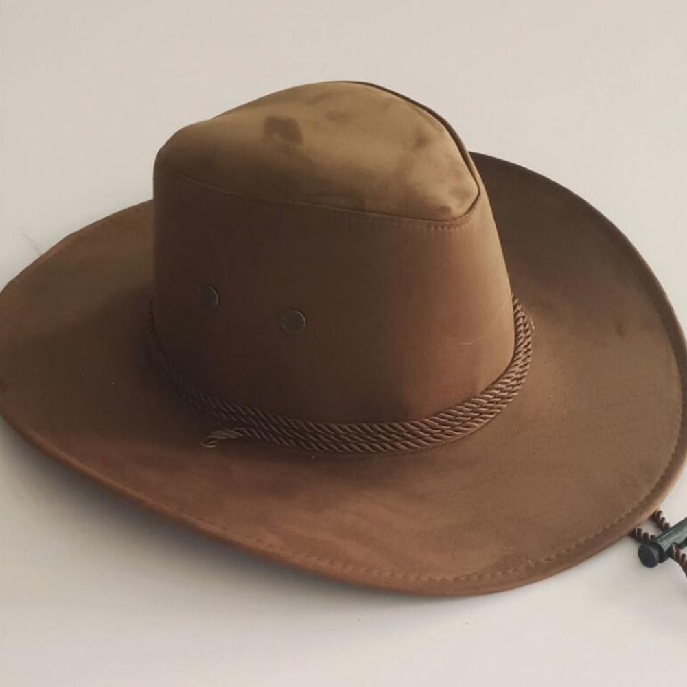 Vintage Western Cowboy Hat Solid Color Basin Hat Wide Brim Jazz Hat Outdoor Sun Protection for Hiking Camping Riding Cowgirl Hat