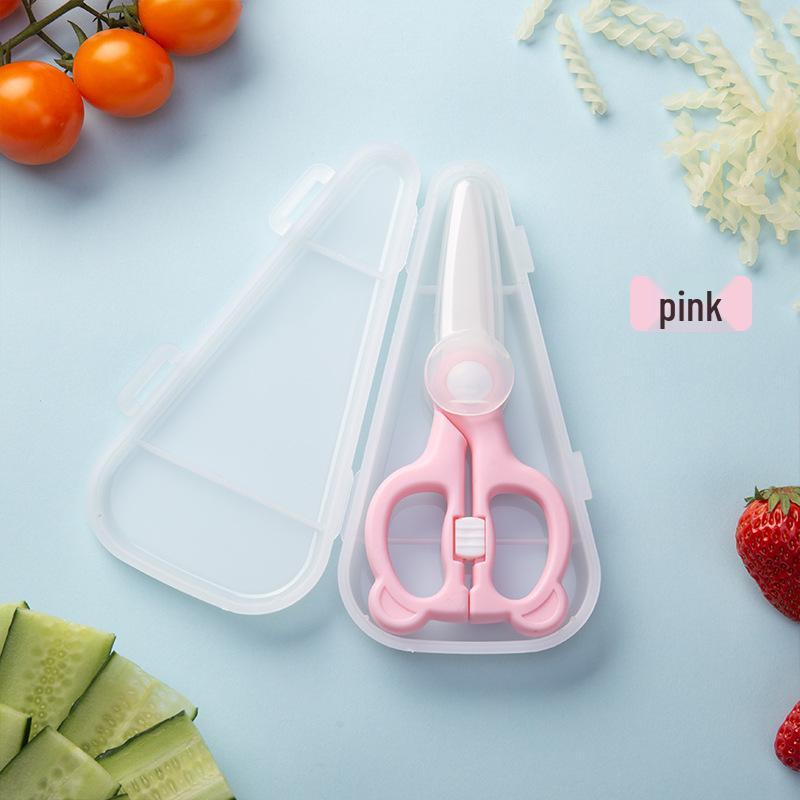 

Baby Safety Ceramic Food Scissors with Lock Buckle for Household Kitchen Use