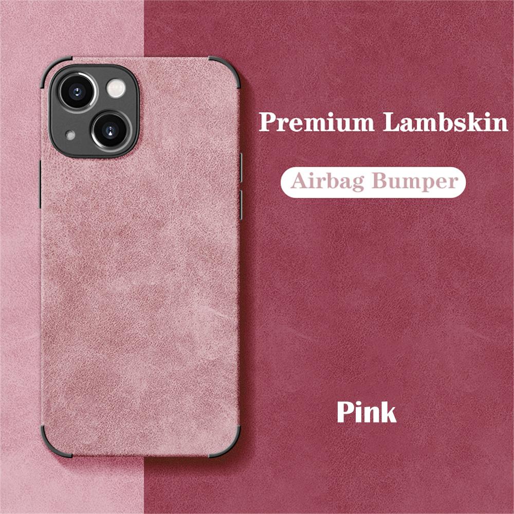 Shockproof Matte Lambskin Leather Case for iPhone 16 15 14 13 12 11 Pro X XR XS Max 7 8 Plus Soft Fabric Vintage Cover