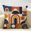 Boho Folk Art Sun Mountain Cushion Cover Natural Linen Organic Fabric Double-Sided Printing Breathable Perfect For Home Decor