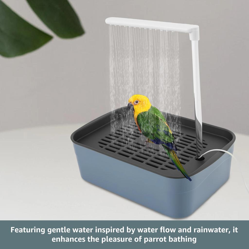 Automatic ABS Bird Bath Shower with Circulating Faucet for Pet Bird Low Noise Parrot Bathtub Electric Cockatiel Bathing Pool