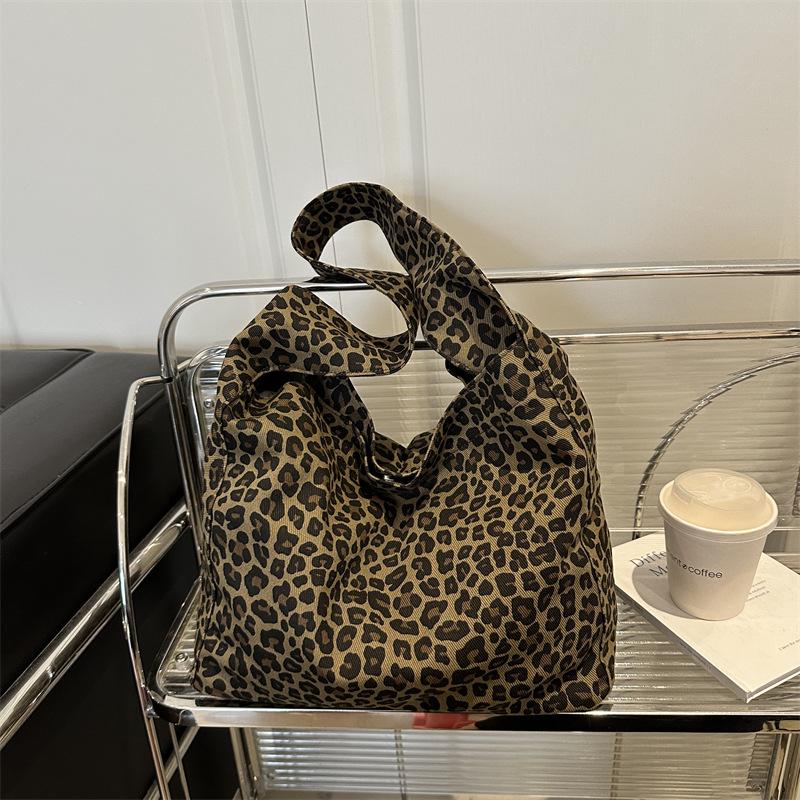Korean Style Large Capacity Leopard Print Women's Shoulder Bag - 2025 Autumn Casual Tote