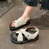 Fashion Casual white popular thick soled sandals for women 2025 new summer simple fairy style retro Roman shoes