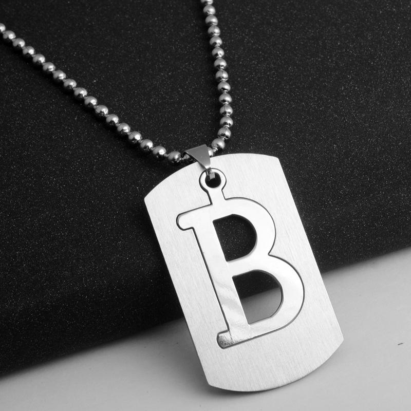 HNSP Stainless Steel Initials Pendant Chain Necklace For Men Women 26 Letter Name Accessories