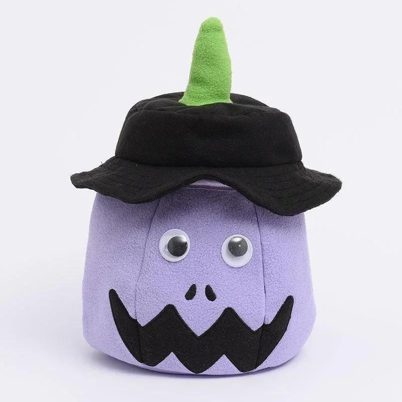 Halloween Luminous LED Pumpkin Bucket with Hat Lantern Ghost Festival Gift Happy Party Decoration Lamp Accessories