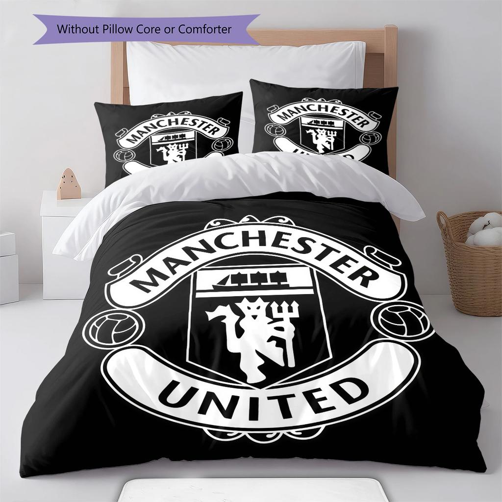 Man Utd Bedding Quilt Set Quilt Cover Pillowcase Home Decoration Birthday Gift (1 * Duvet Cover + 2 * Pillowcase, Without Core)