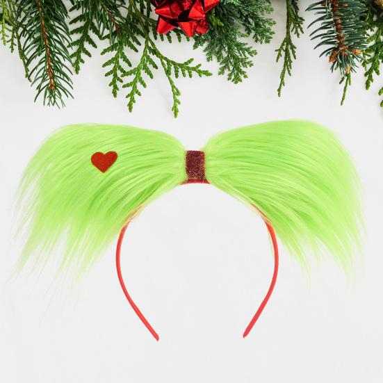 Christmas Hair Hoop Green Fluff Design Lightweight Festive Headband Versatile Cosplay Hair Accessory