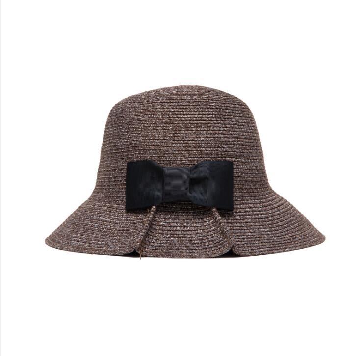 Women Summer Folding Wide Large Brim Shape Beach Sunscreen Cap Cute Big Bow Solid Straw Outdoor Hats Sun Hat