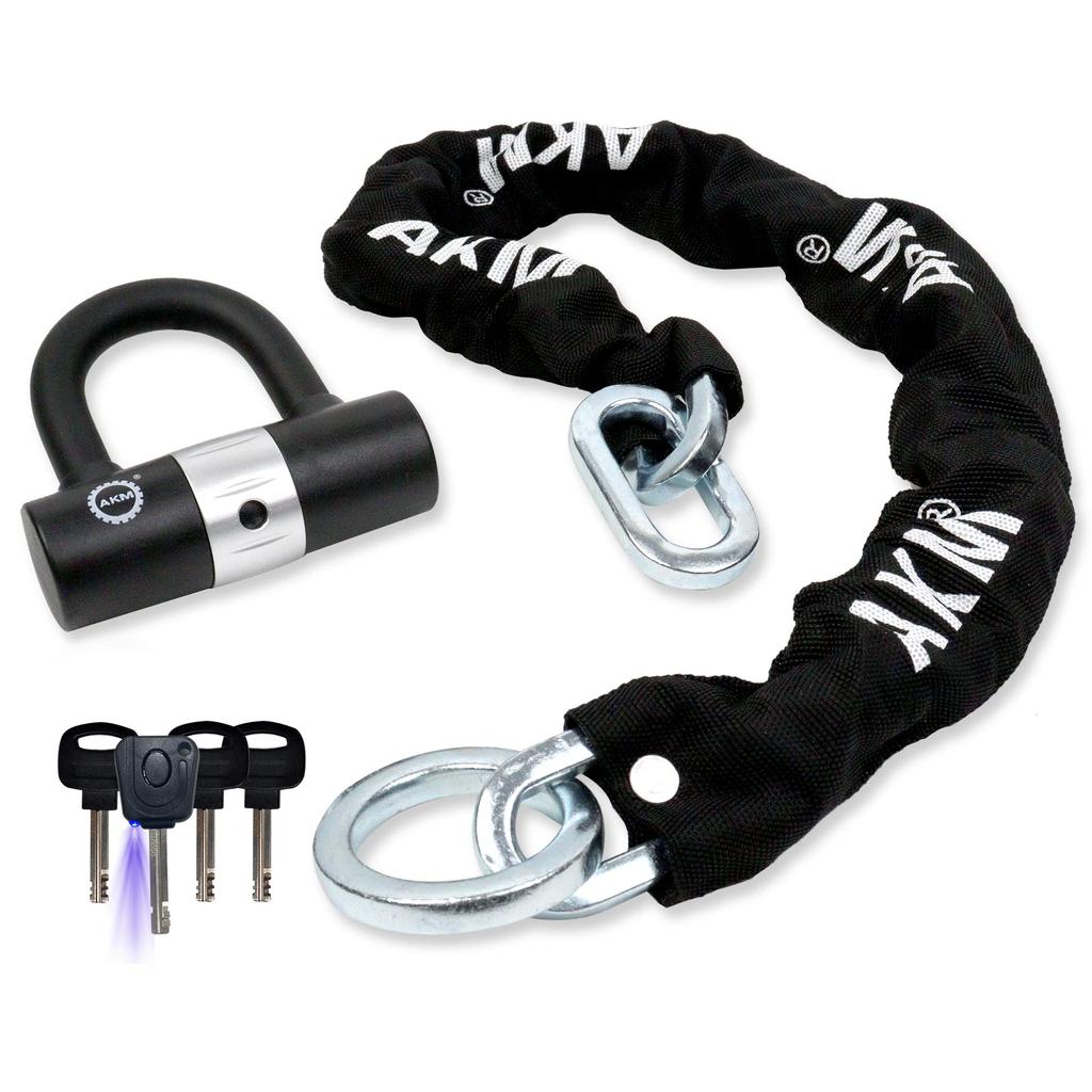 AKM Bike Lock Extra Thick Chain Lock with for Motorcycles [Highly Cut-resistant] (diameter)10mm×900mm U-lock Bicycles, Mopeds,