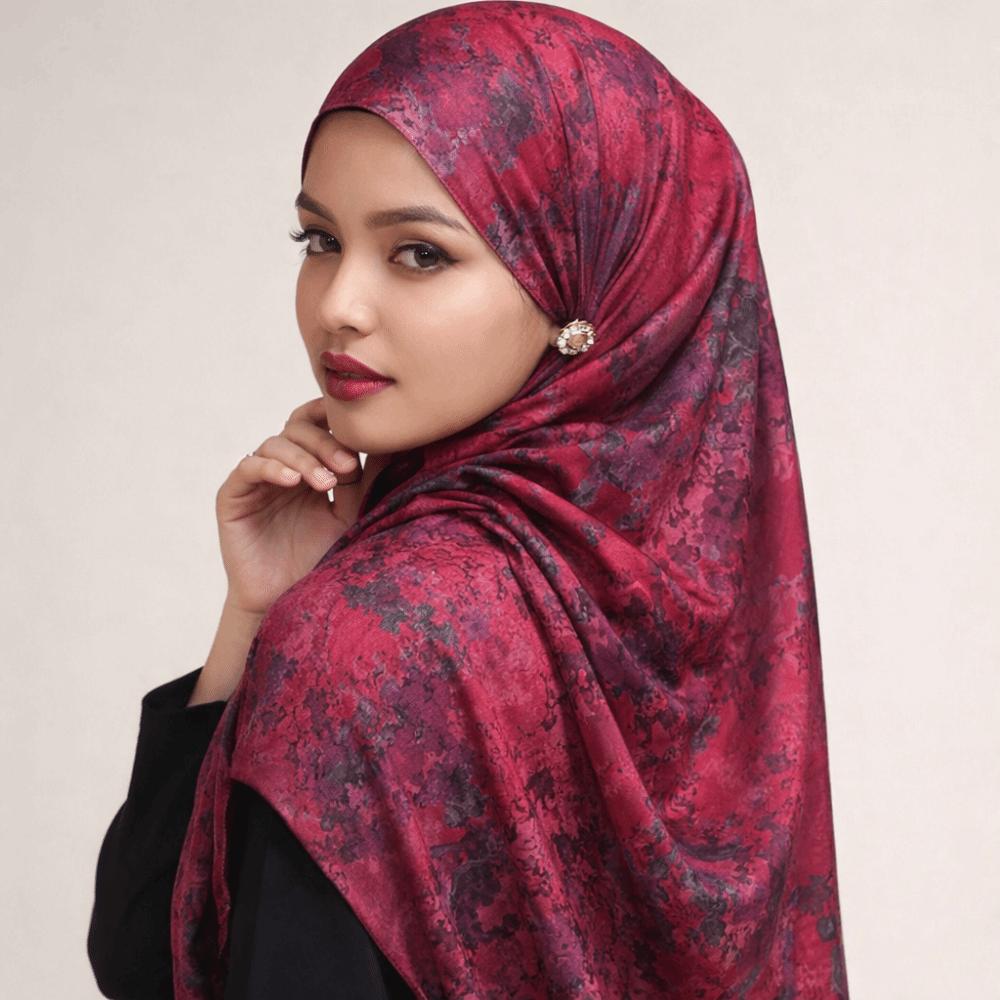 Breathable Satin Scarf Ethnic Long Scarf Elegant Headscarf  Party