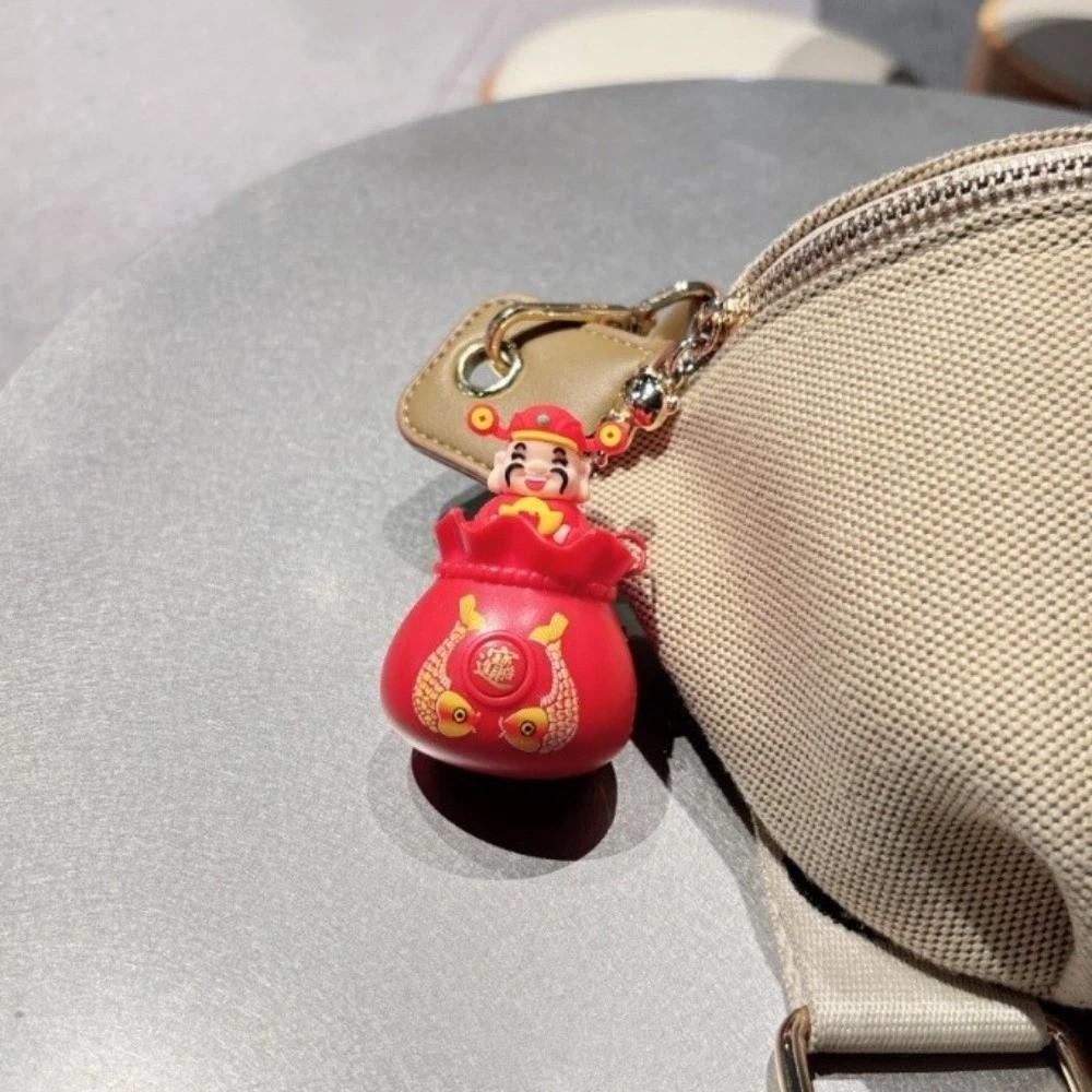 Blessing Bag Wealth God Voice Keychain Chinese New Year God of Longevity Pendant  Car Key Pendant