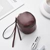 Retro Handheld Coin Purse with Wenge Beads, Flocked Leather Mini Key Holder, and Large Capacity Earphone Pocket Envelope.