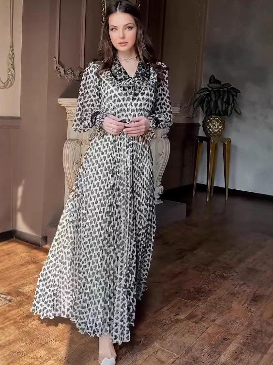 2025 European-American Summer Print Slim Waist Belted Shirt Dress for Women