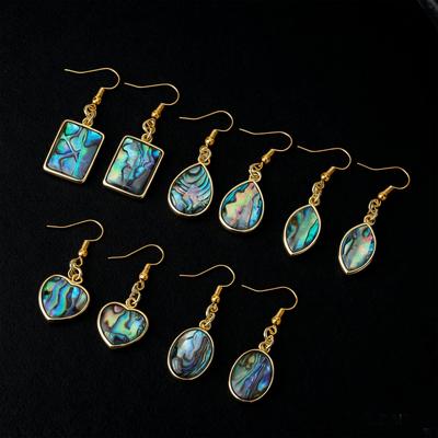 Natural Abalone Shell Square Teardrop Heart Shape Drop Earrings Classic for Women Girls New Trend Vacation Jewelry Daily Wear
