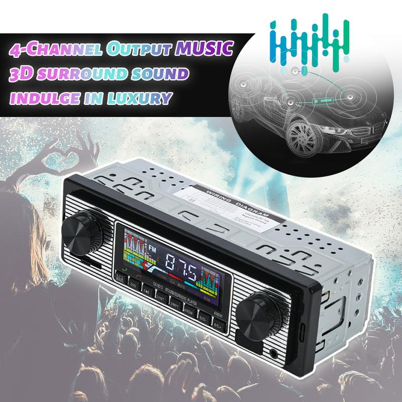 Vintage Car Radio Vehicle Integrated MP3 Player Wireless Bluetooth Multimedia Player AUX USB FM 12V Classic Stereo Audio Player