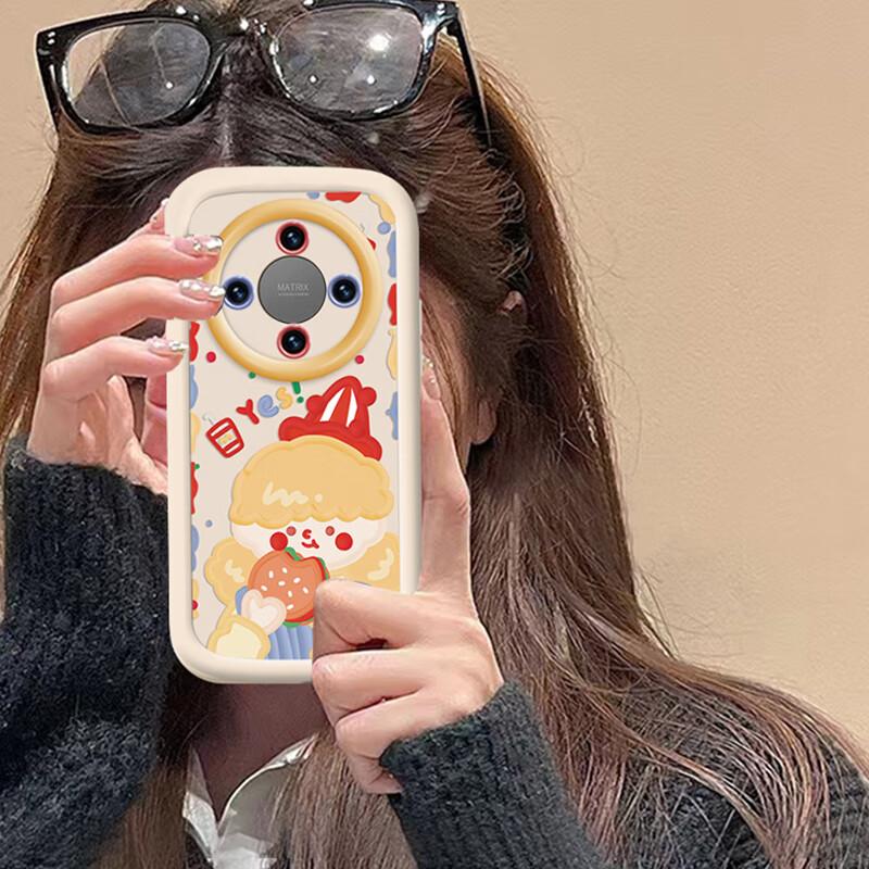 Phone Case for Honor X70, with Lanyard, Full Protection, Lens Protection, Shockproof, Slim, High-End, Creative Painted Soft for Yellow Hair Girls
