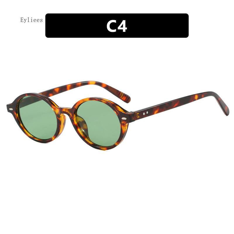 Vintage Oval Sunglasses Women Luxury  Designer Small Oval Sun Glasses Retro Men Rivets Sun Glasses Oculus luxury designer