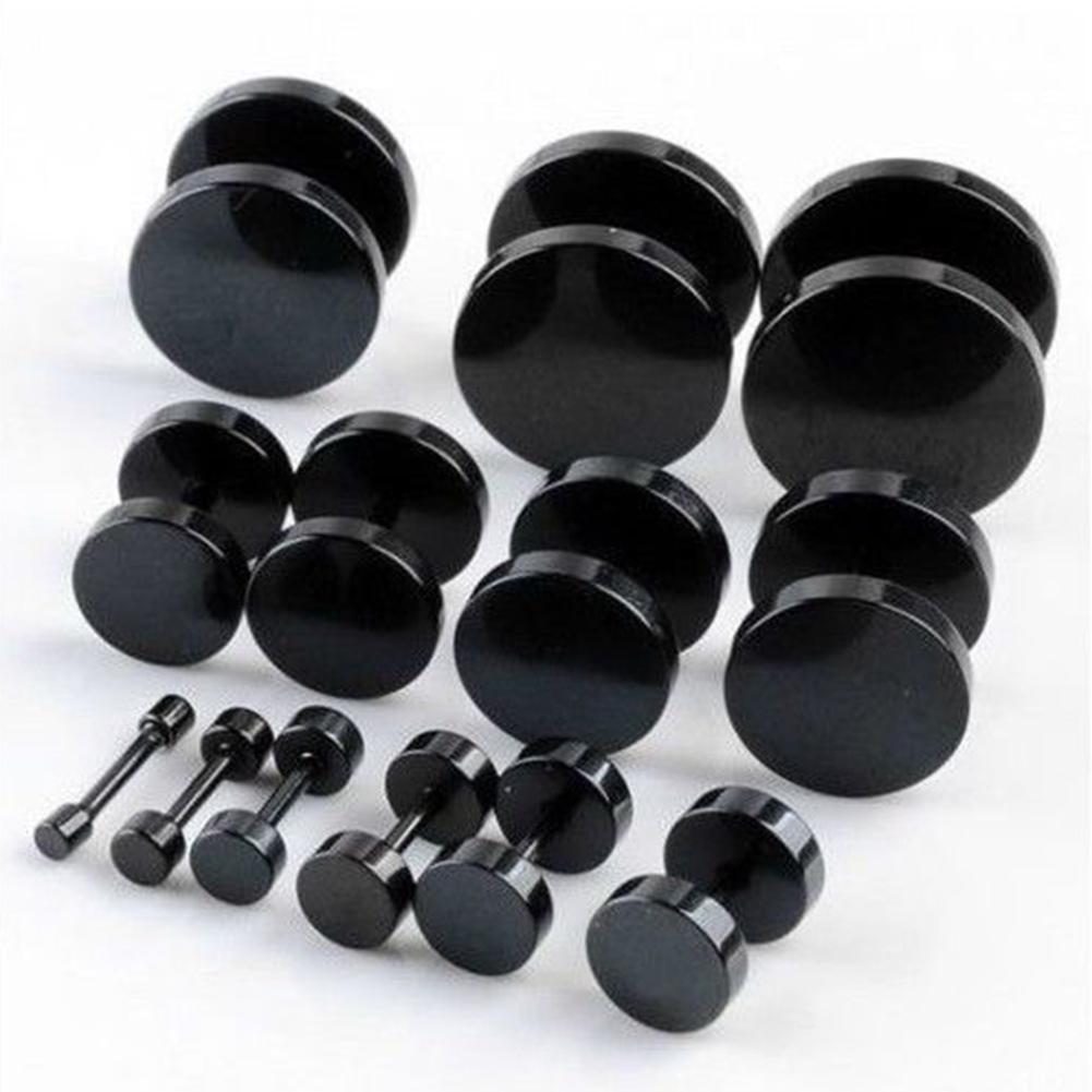 Boucles d'oreilles Punk Cool rondes en acier inoxydable noir pour hommes et femmes, Piercing d'oreille 3mm - 14mm