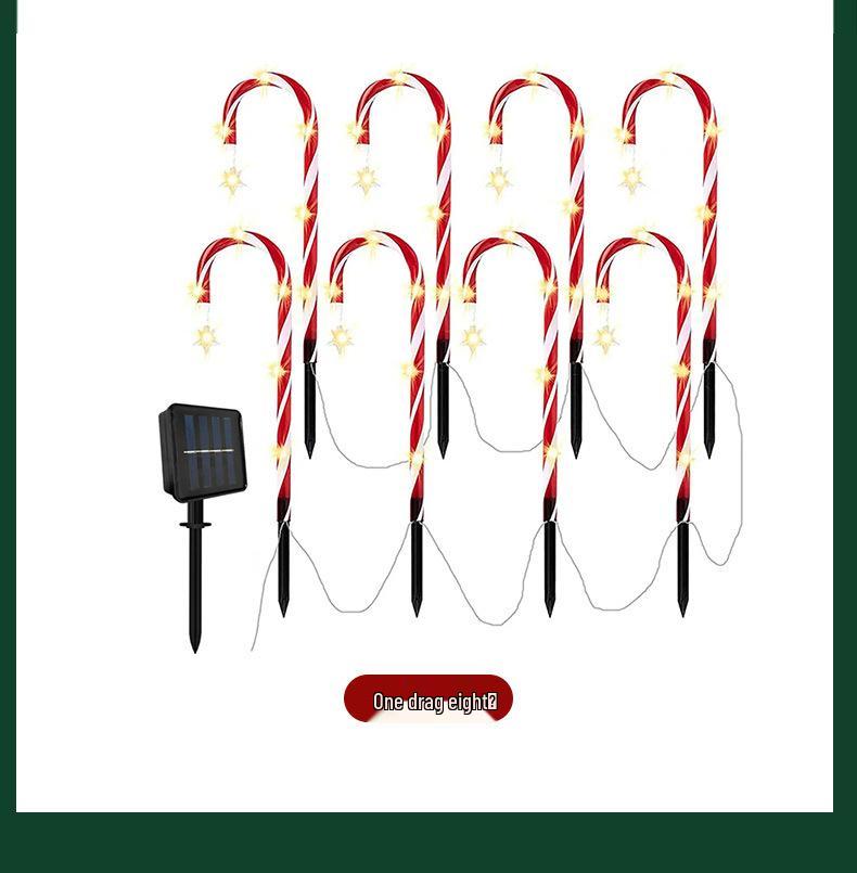 Solar Candy Cane Star Lights - Creative Christmas Outdoor Lawn Décor