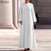 ZANZEA Oversized Dames Gestreept Lange Mouwen Maxi Jurk Knoopsteek Vintage Elegante Lange Hemdjurk