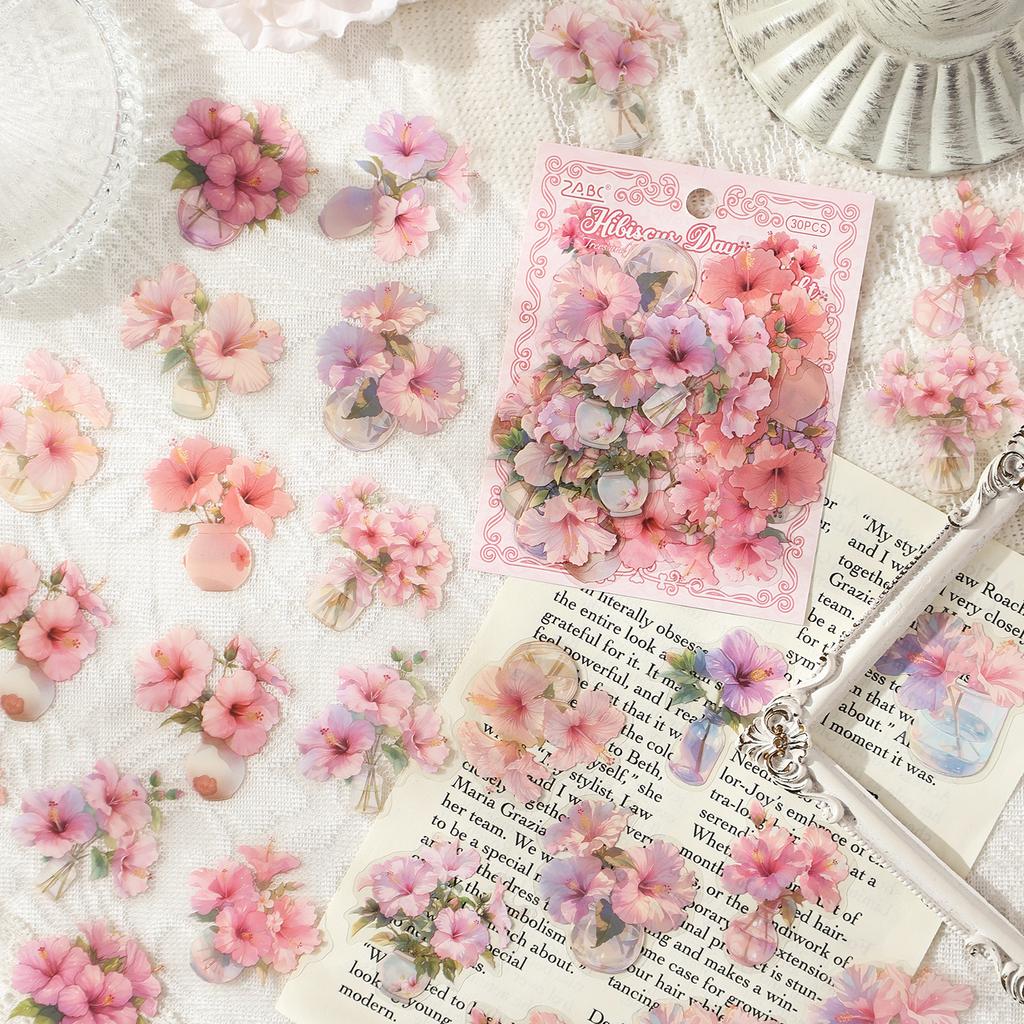 30 Pcs/pack Flowers Plant Stickers aesthetic Stick Labels Decorative Diary Album Scrapbooking material Junk Journal Supplies