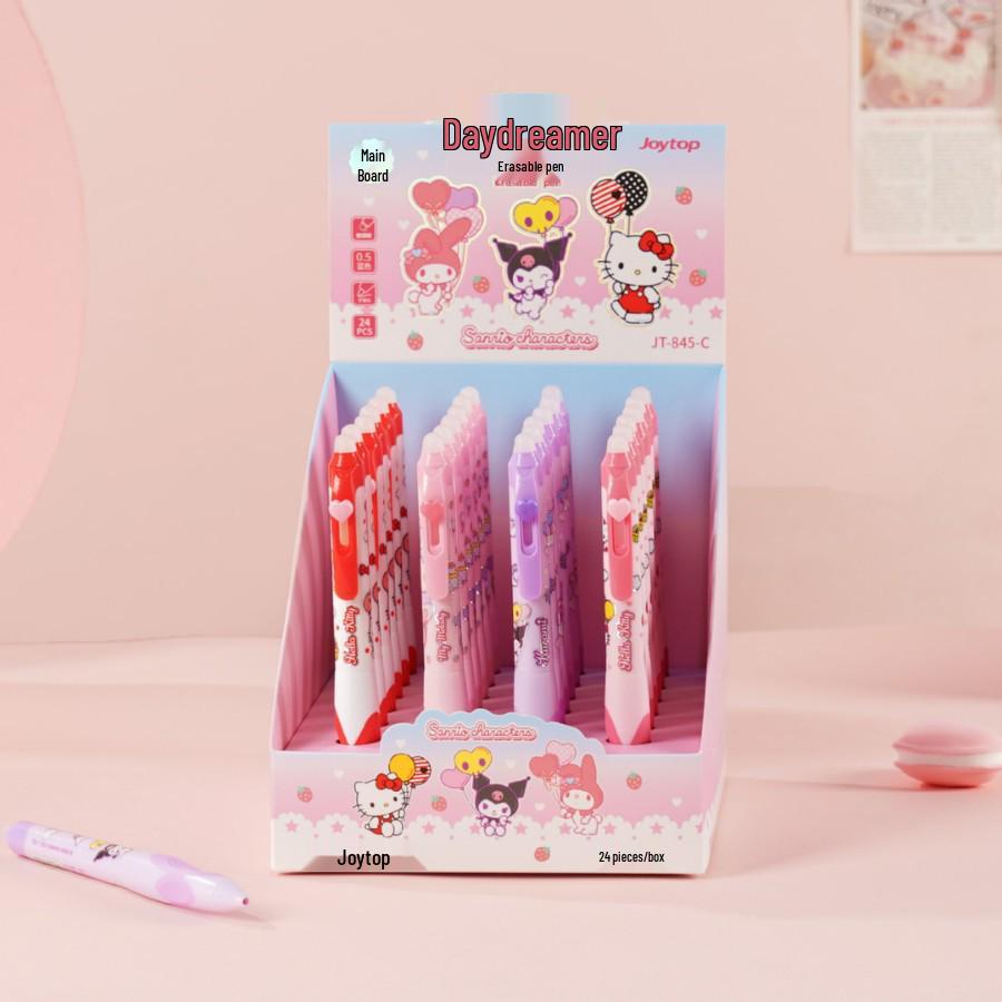 Sanrio Hello Kitty Kuromi Erasable Gel Pen, Blue, 0.5mm, Cute Student Click Pen 0.5mm