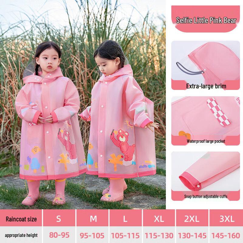 Kids  Cartoon Rain Poncho with Backpack Slot L