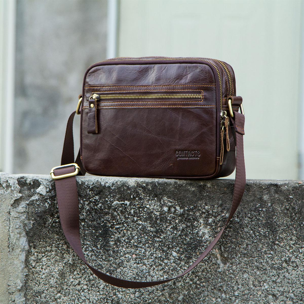 

CONTACT S мужская сумка кросс-боди из натуральной кожи кофейный