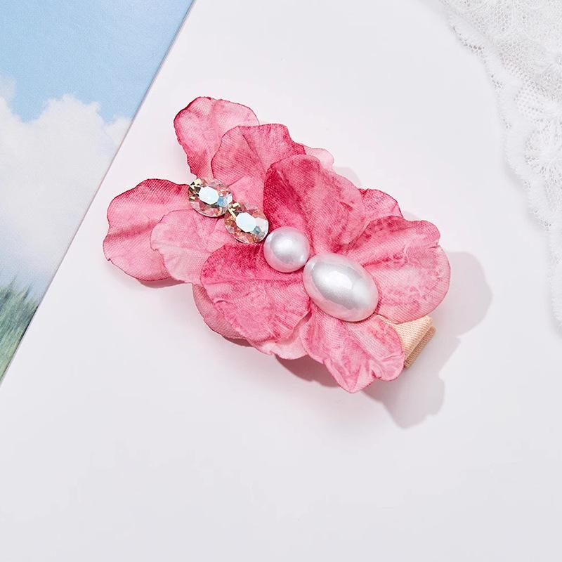 

Water Diamond Flower Hair Clip Women French Luxury Summer New Style Duckbill Exquisite Sweet Accessory Side роза розовый