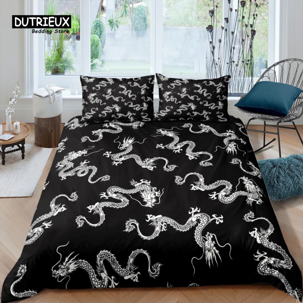 Home Living Luxury 3D Dragon Bedding Set Duvet Cover Pillowcase Kids Bedding Set Queen And King Eu/Us/Au/Uk Size