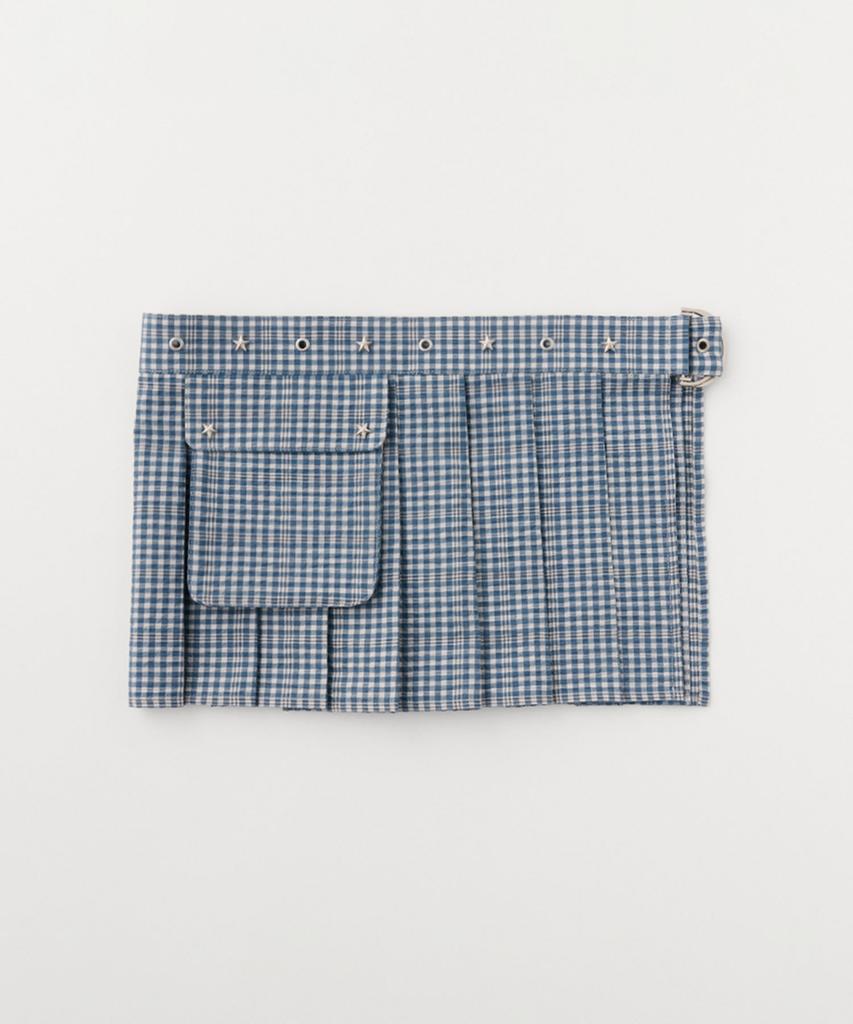 Selliteiljeu Check Layered Pocket Belt Skirt_Blue