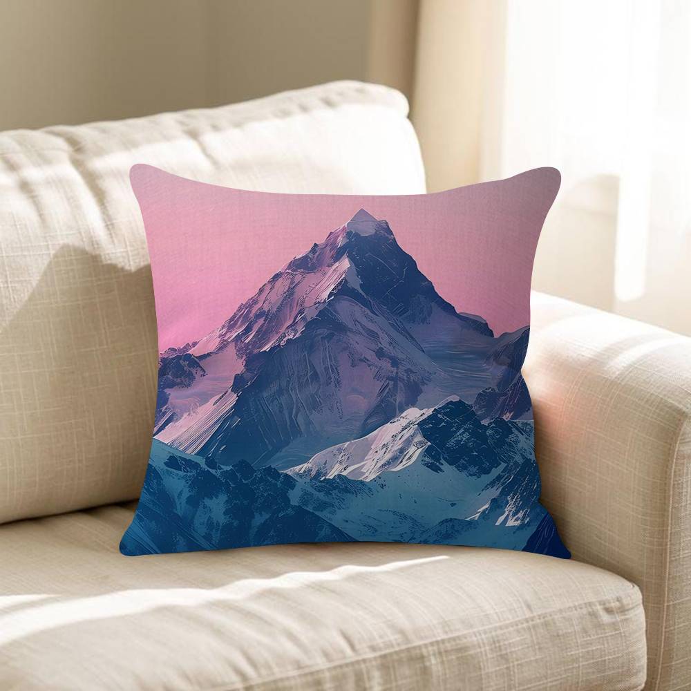 Pink Sunset Mountain Cushion Cover Pillowcase Upholstery Sofa Throw Pillow Home Decor Pillowcas