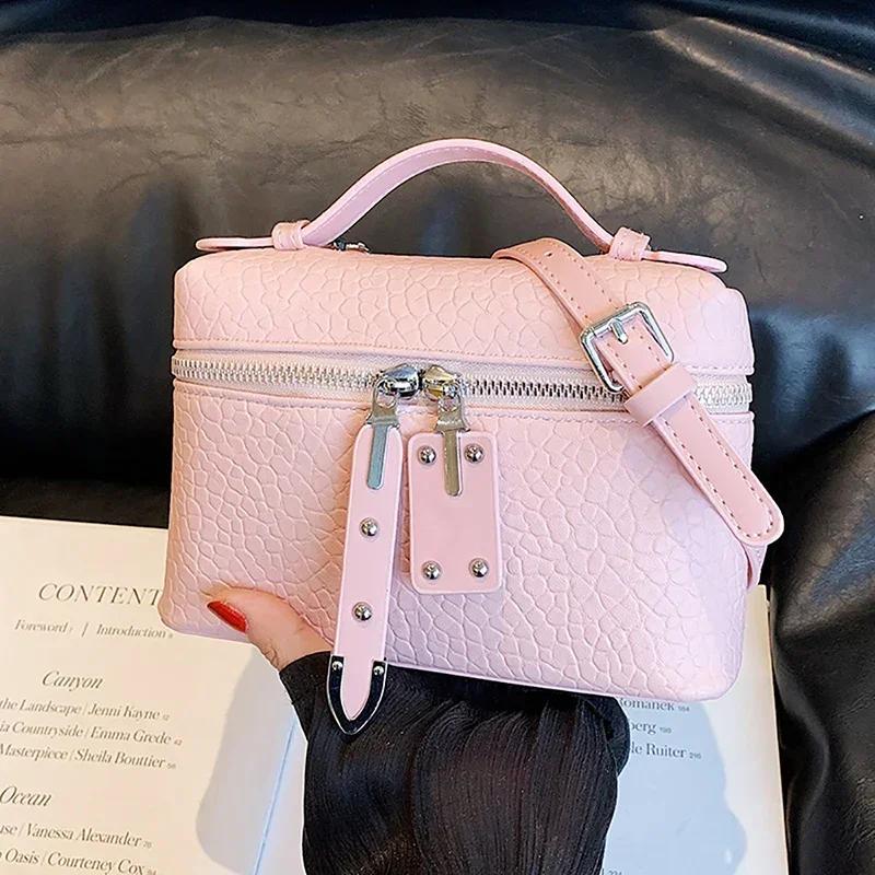Senior Sense Litchi Leather Mini Square Bag Women's 2025 Summer New Fashion Crossbody Bag Korean Style Portable Popular Shoulder Handbag