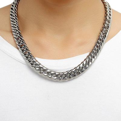 Men Necklace Thick Wide Chain Titanium Steel Luster Smooth Hypoallergenic Metal Hip Hop Style Jewelry for Club Party