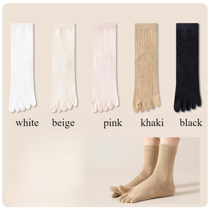 5 Pairs Toe Socks Women High Quality Cotton Five Finger Socks Middle Tube Crew Socks with Separate Fingers Four Seasons Hosiery