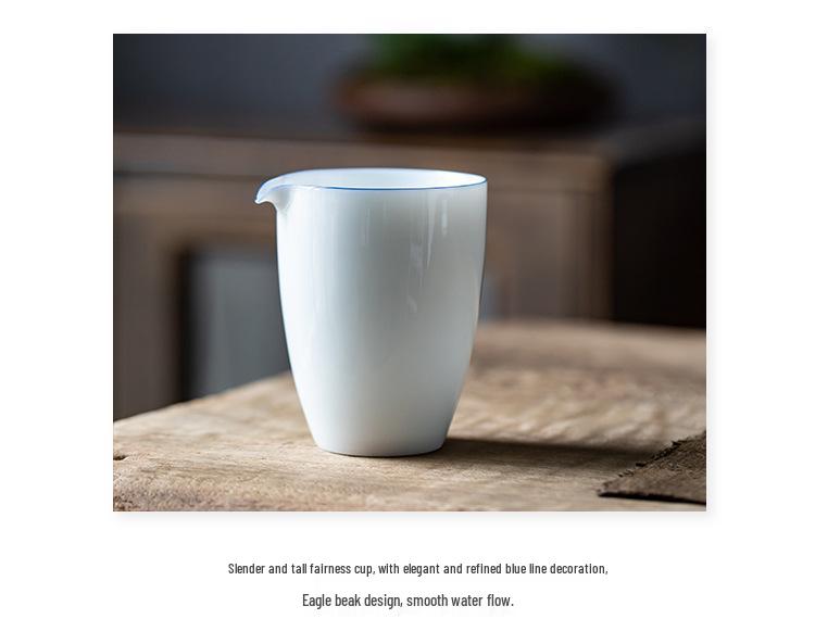 Minimalist White Jade Porcelain Kung Fu Tea Set: Handmade Teacups & Gaiwan Business Gift