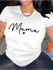 New Arrival Cotton Womens ShortSleeve TShirt HeartShaped Mom Print Casual Top Regular Relaxed Fit Playful Print Design