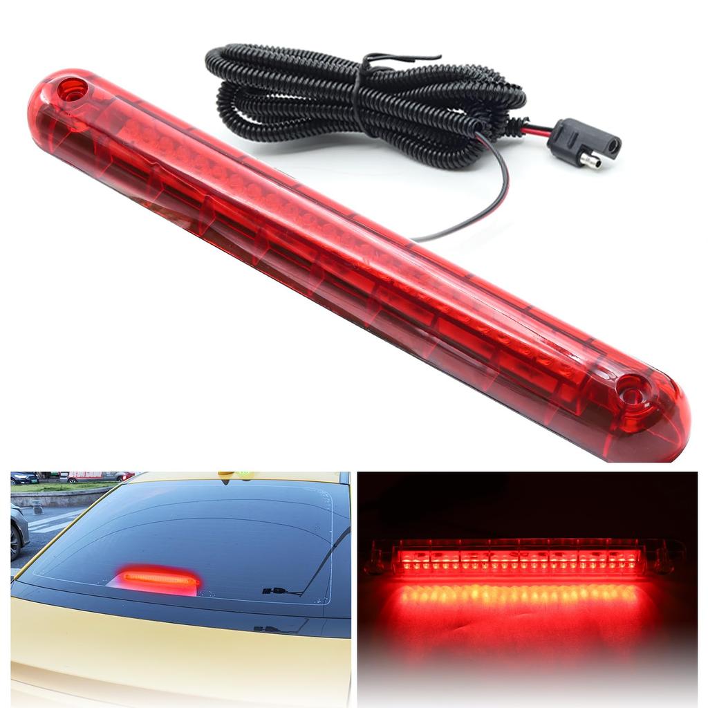 12V Red LED Brake Stop 24 LED Ensures Rearward Easy Highly Waterproof and Tape Passenger Car Third Brake Light Light, High-Mount Light, Beads, Safety,