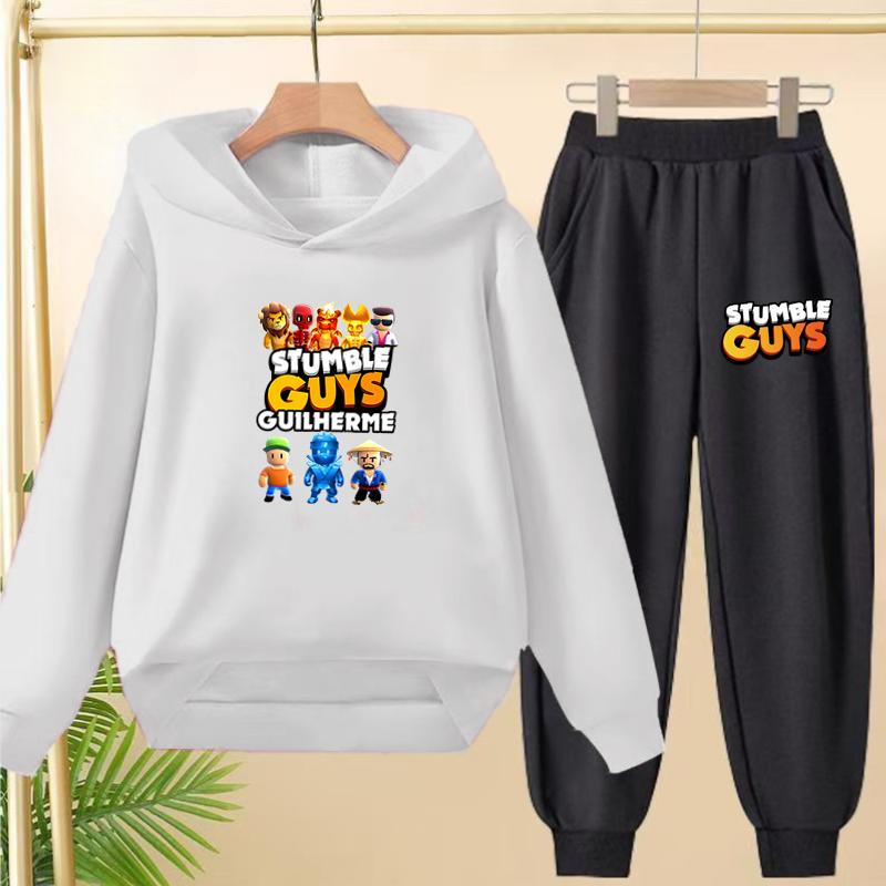 Felpa con cappuccio per bambini 3-12 anni Stampa Anime GUYS Cappotto Affascinante Felpa+Pantaloni Bambini Ragazze Neonato Set Trendy per il Tempo Libero