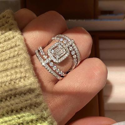 Exquisiter Ring im französischen Hofstil für Damen, eingelegt mit Zirkon, glänzender Ring, hochwertiges Design, Bankett-Einzelring