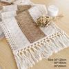 Boho Farmhouse Linen Table Runner with Tassels–Rustic Macrame Burlap Cotton Blend for Summer Home Decor and Holiday Events