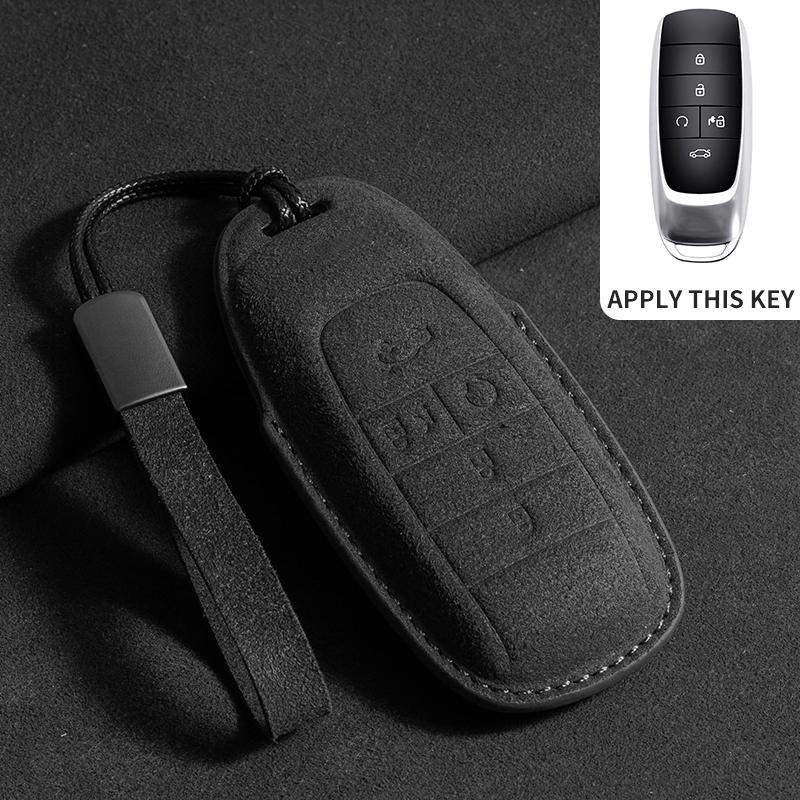 Suede Car Key Case Cover Smart Remote Fob Protector Shell Bag Keychain Holder Auto Accessories For Gac Trumpchi Aion S Y V Ia5