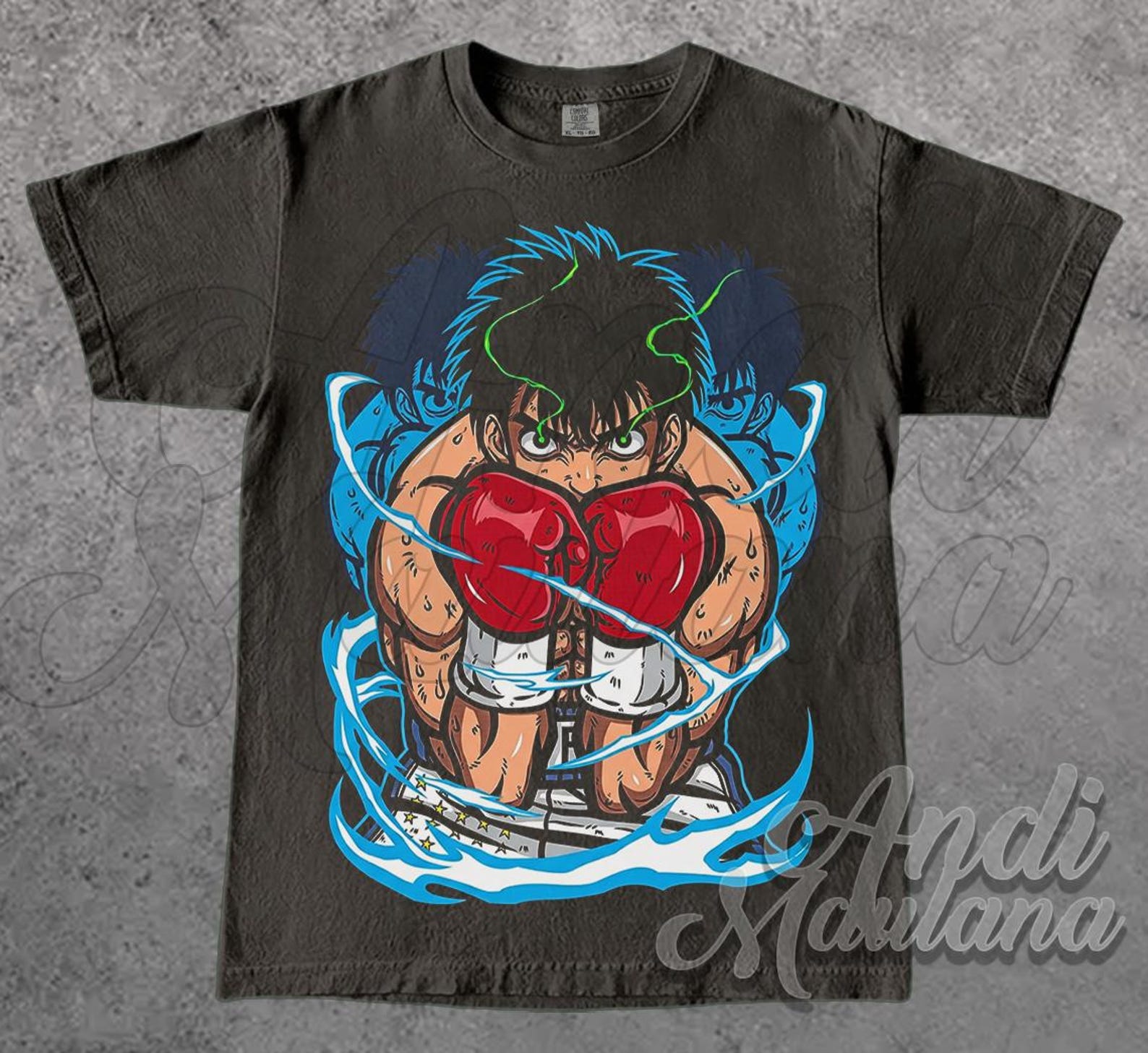 Boxer Kid Illustration T-Shirt | Retro Anime Boxing Graphic TNGN 3XL