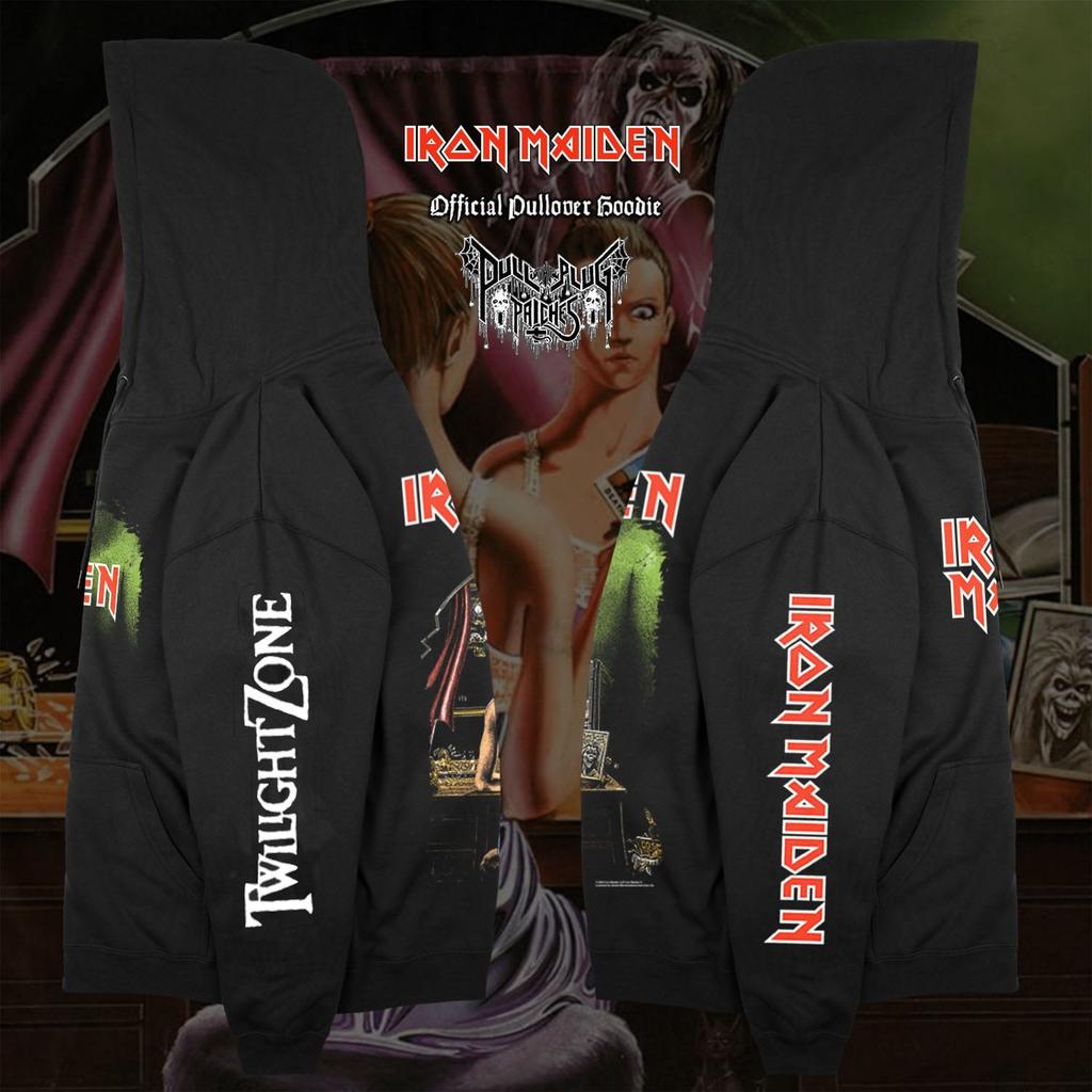 Iron Maiden Twilight Zone Pullover Hoodie Men Women Oversized Y2k Streetwear Fleece Pullover Heavy Metal Punk Band Graphic Clothing