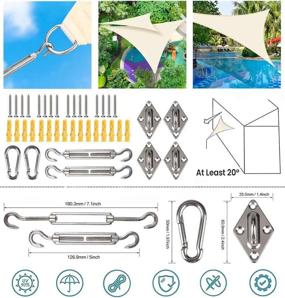 Shade Sun Sail Curved Commercial Outdoor Shade Cover Rectangle Triangle Heavy Duty Waterproof for Backyard Patio Garden Deck