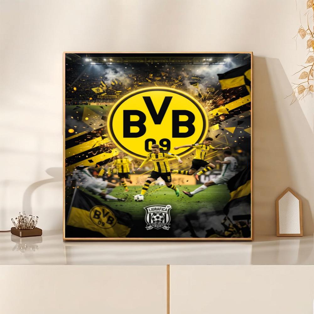 Bvb Soccer Team Stadium Theme Diamond Painting Round Diamond Mosaic Rhinestones Diamond Embroidery Craft Kit Wall Decor Without Frame