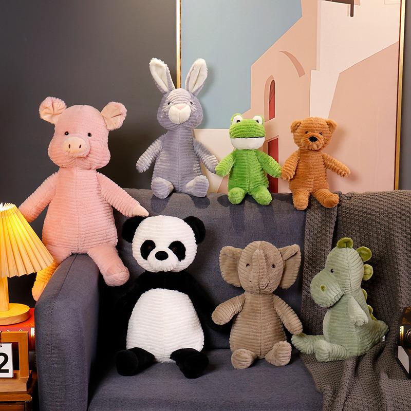New Soft Cute Striped Animal Series Cartoon Cute Corduroy Large Children'S Plush Toy Soothing Doll
