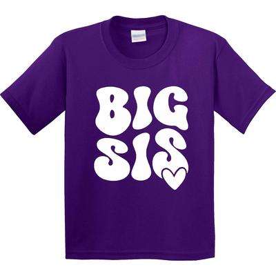 Inktastic Big Sis Groovy Heart Design Youth T-Shirt Sister Sibling Tee Kids Teen
