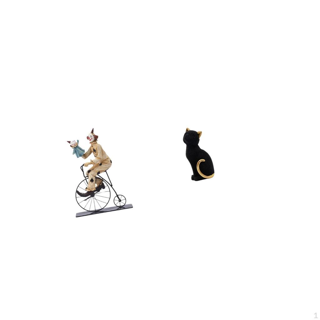 Clown Cat Figurine Statue Sculpture Collection Decorative Statuette Resin Collectible Desk Ornament